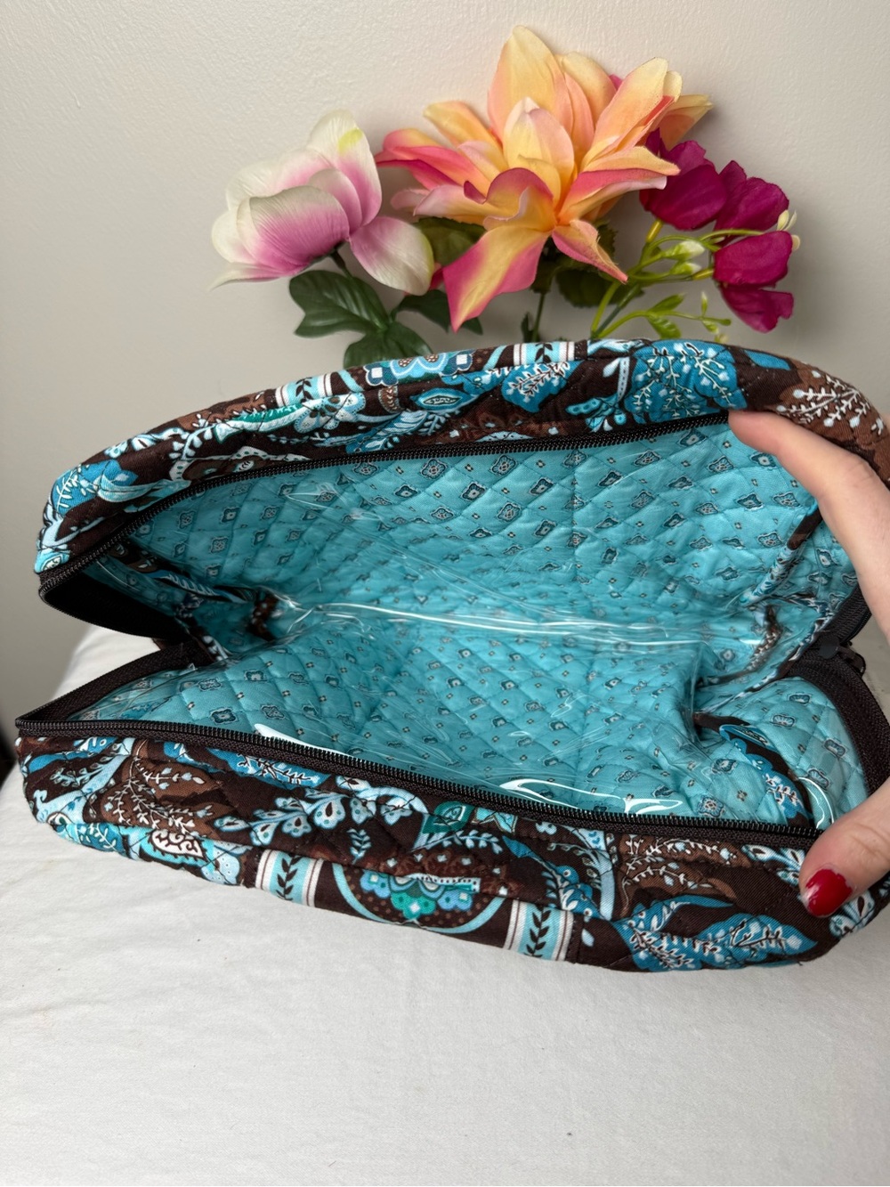 NWT Vera Bradley Java Blue Iconic Large Cosmetic Bag RETIRED RARE - Picture 4 of 4